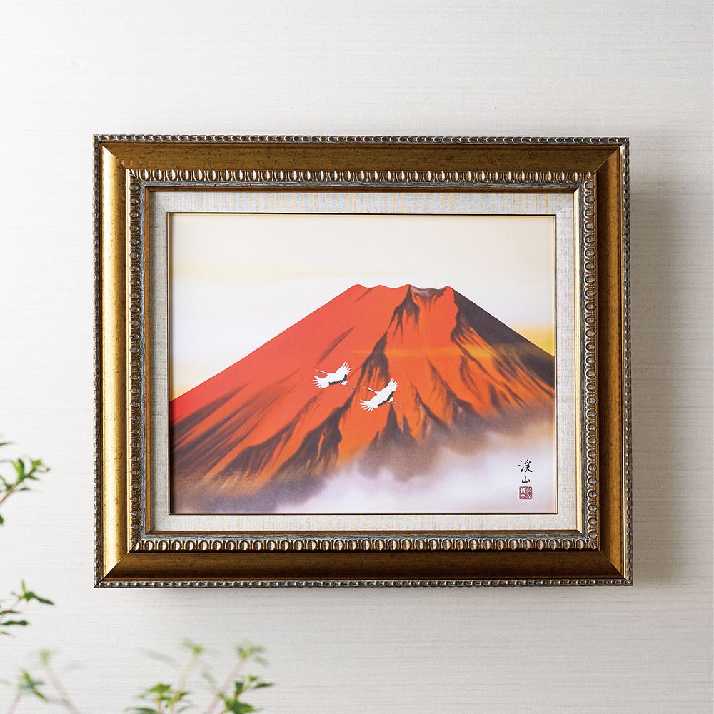 日本画額 赤富士