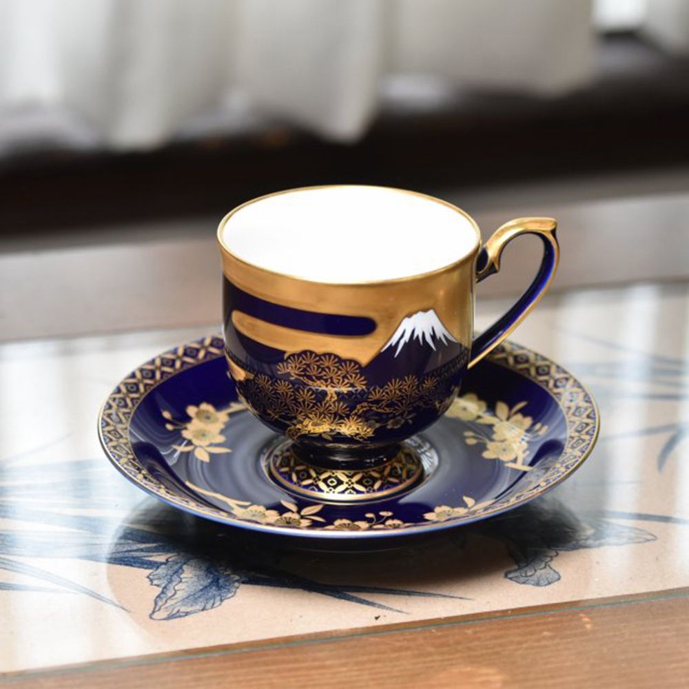 富士絵 コーヒー碗皿（香蘭社）