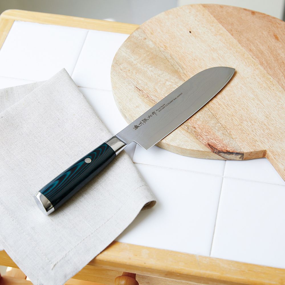 ダマスカス三徳包丁（濃州正宗作）