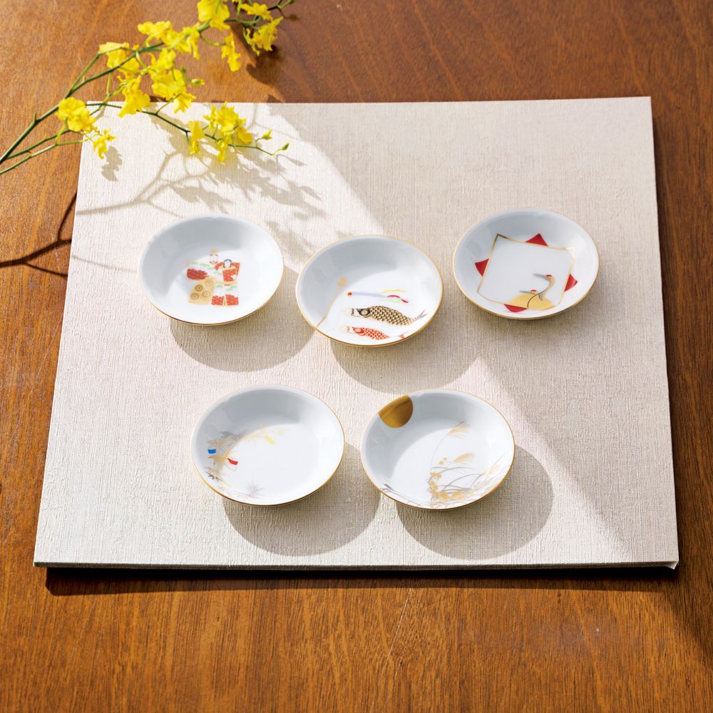 小皿絵替り５枚揃（大倉陶園）
