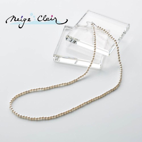 磨き貝パール５ｍｍセミロングネックレス（ネージュクレア）