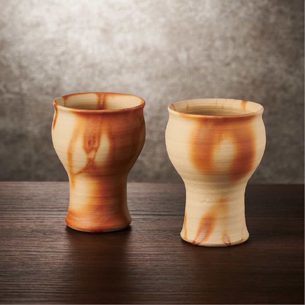 備前焼カップペア 緋襷