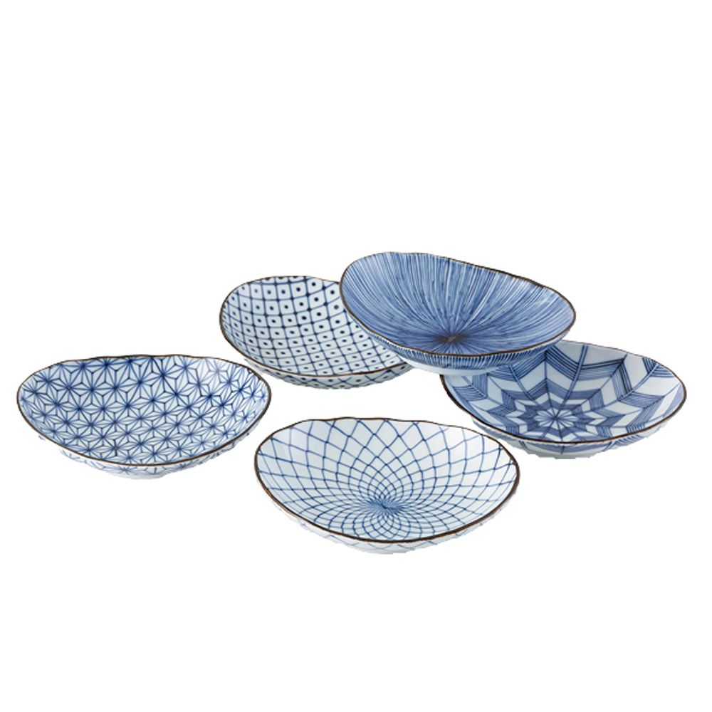 古染絵変り 楕円取鉢揃