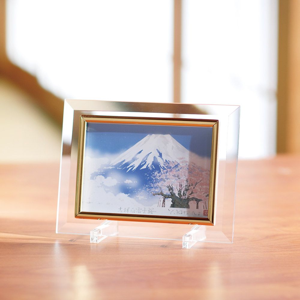 クリスタル絵画「白富士桜」