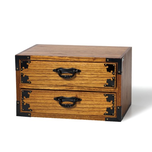 木製金具付二段引出